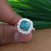 New Design Natural Blue Copper Turquoise Cushion Stone Ring, 925 Sterling Silver Cushion Turquoise Ring, Turquoise Cushion Ring