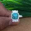 New Design Natural Blue Copper Turquoise Cushion Stone Ring, 925 Sterling Silver Cushion Turquoise Ring, Turquoise Cushion Ring