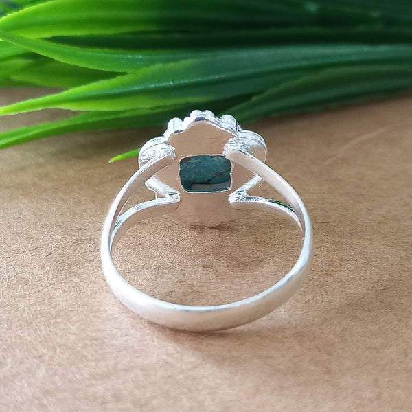 New Design Natural Blue Copper Turquoise Cushion Stone Ring, 925 Sterling Silver Cushion Turquoise Ring, Turquoise Cushion Ring
