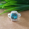 New Design Natural Blue Copper Turquoise Cushion Stone Ring, 925 Sterling Silver Cushion Turquoise Ring, Turquoise Cushion Ring