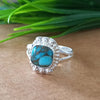 New Design Natural Blue Copper Turquoise Cushion Stone Ring, 925 Sterling Silver Cushion Turquoise Ring, Turquoise Cushion Ring
