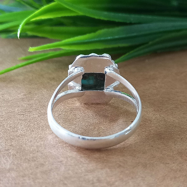 New Design Natural Blue Copper Turquoise Cushion Stone Ring, 925 Sterling Silver Cushion Turquoise Ring, Turquoise Cushion Ring
