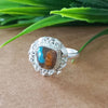 925 Sterling Silver Cushion Turquoise Ring, New Design Natural Oyster Copper Turquoise Cushion Stone Ring, Turquoise Cushion Ring