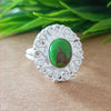 925 Sterling Silver Oval Turquoise Ring, New Design Natural Green Copper Turquoise Oval Stone Ring, Turquoise Oval Ring, Statement Ring