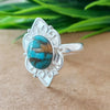 925 Sterling Silver Oval Turquoise Ring, New Design Natural Oyster Copper Turquoise Oval Stone Ring, Turquoise Oval Ring, Statement Ring