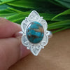 925 Sterling Silver Oval Turquoise Ring, New Design Natural Oyster Copper Turquoise Oval Stone Ring, Turquoise Oval Ring, Statement Ring