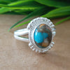 925 Sterling Silver Oval Turquoise Ring, New Design Natural Oyster Copper Turquoise Oval Stone Ring, Turquoise Oval Ring, Statement Ring