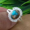 925 Sterling Silver Oval Turquoise Ring, New Design Natural Oyster Copper Turquoise Oval Stone Ring, Turquoise Oval Ring, Statement Ring