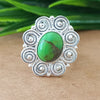 925 Sterling Silver Oval Turquoise Ring, New Design Natural Green Copper Turquoise Oval Stone Ring, Turquoise Oval Ring, Statement Ring