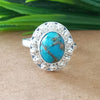 925 Sterling Silver Oval Turquoise Ring, New Design Natural Blue Copper Turquoise Oval Stone Ring, Turquoise Oval Ring, Statement Ring