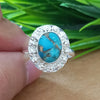 925 Sterling Silver Oval Turquoise Ring, New Design Natural Blue Copper Turquoise Oval Stone Ring, Turquoise Oval Ring, Statement Ring
