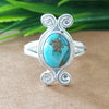 925 Sterling Silver Oval Turquoise Ring, New Design Natural Blue Copper Turquoise Oval Stone Ring, Turquoise Oval Ring, Statement Ring