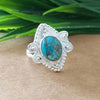 925 Sterling Silver Oval Turquoise Ring, New Design Natural Blue Copper Turquoise Oval Stone Ring, Turquoise Oval Ring, Statement Ring