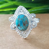 925 Sterling Silver Oval Turquoise Ring, New Design Natural Blue Copper Turquoise Oval Stone Ring, Turquoise Oval Ring, Statement Ring