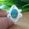925 Sterling Silver Oval Turquoise Ring, New Design Natural Blue Copper Turquoise Oval Stone Ring, Turquoise Oval Ring, Statement Ring