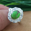 925 Sterling Silver Oval Turquoise Ring, New Design Natural Green Copper Turquoise Oval Stone Ring, Turquoise Oval Ring, Statement Ring
