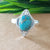 925 Sterling Silver Oval Turquoise Ring, New Design Natural Blue Copper Turquoise Oval Stone Ring, Turquoise Oval Ring, Statement Ring