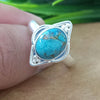 925 Sterling Silver Oval Turquoise Ring, New Design Natural Blue Copper Turquoise Oval Stone Ring, Turquoise Oval Ring, Statement Ring