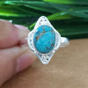 925 Sterling Silver Oval Turquoise Ring, New Design Natural Blue Copper Turquoise Oval Stone Ring, Turquoise Oval Ring, Statement Ring