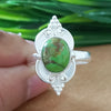 925 Sterling Silver Oval Turquoise Ring, New Design Natural Green Copper Turquoise Oval Stone Ring, Turquoise Oval Ring, Statement Ring