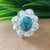 925 Sterling Silver Oval Turquoise Ring, New Design Natural Blue Copper Turquoise Oval Stone Ring, Turquoise Oval Ring, Statement Ring