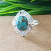 925 Sterling Silver Statement Ring, NEW ARRIVAL Natural Blue Copper Turquoise Oval Silver Ring, Turquoise Oval Silver Ring, Gemstone Ring