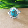 925 Sterling Silver Statement Ring, NEW ARRIVAL Natural Blue Copper Turquoise Oval Silver Ring, Turquoise Oval Silver Ring, Gemstone Ring