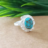 925 Sterling Silver Statement Ring, NEW ARRIVAL Natural Blue Copper Turquoise Oval Silver Ring, Turquoise Oval Silver Ring, Gemstone Ring