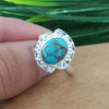 925 Sterling Silver Statement Ring, NEW ARRIVAL Natural Blue Copper Turquoise Oval Silver Ring, Turquoise Oval Silver Ring, Gemstone Ring