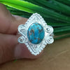 925 Sterling Silver Statement Ring, NEW ARRIVAL Natural Blue Copper Turquoise Oval Silver Ring, Turquoise Oval Silver Ring, Gemstone Ring