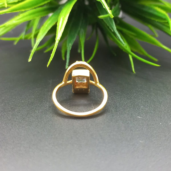 925 Sterling Silver Ring, Natural American Diamond Gold Plated Square Solitaire Silver Ring, Engagement-Wedding Ring, Dainty Diamond Jewelry