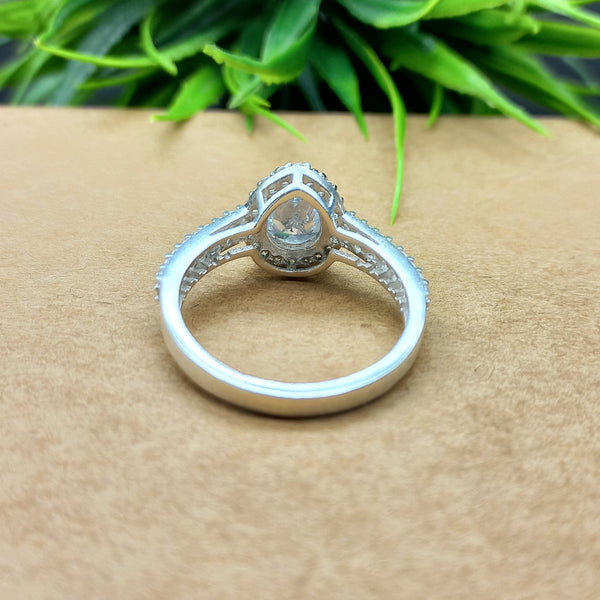 Natural American Diamond Solitaire Silver Ring, 925 Sterling Silver Ring, Engagement Ring, Dainty Ring, Diamond Jewelry, Wedding Jewelry