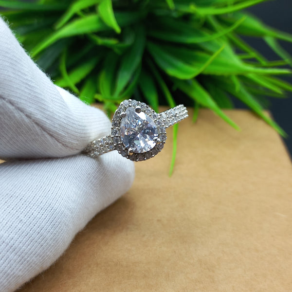 Natural American Diamond Solitaire Silver Ring, 925 Sterling Silver Ring, Engagement Ring, Dainty Ring, Diamond Jewelry, Wedding Jewelry