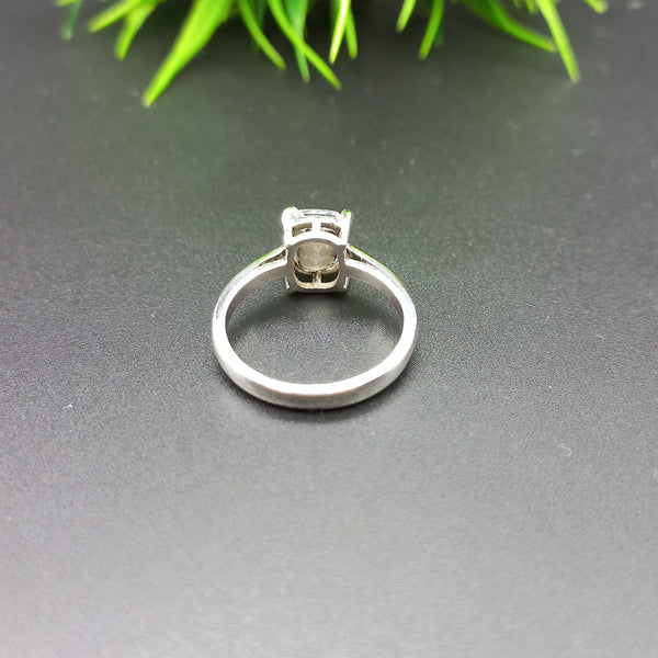 Natural American Diamond Solitaire Silver Ring, 925 Sterling Silver Ring, Engagement Ring, Dainty Ring, Diamond Jewelry, Wedding Jewelry