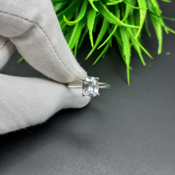Natural American Diamond Solitaire Silver Ring, 925 Sterling Silver Ring, Engagement Ring, Dainty Ring, Diamond Jewelry, Wedding Jewelry