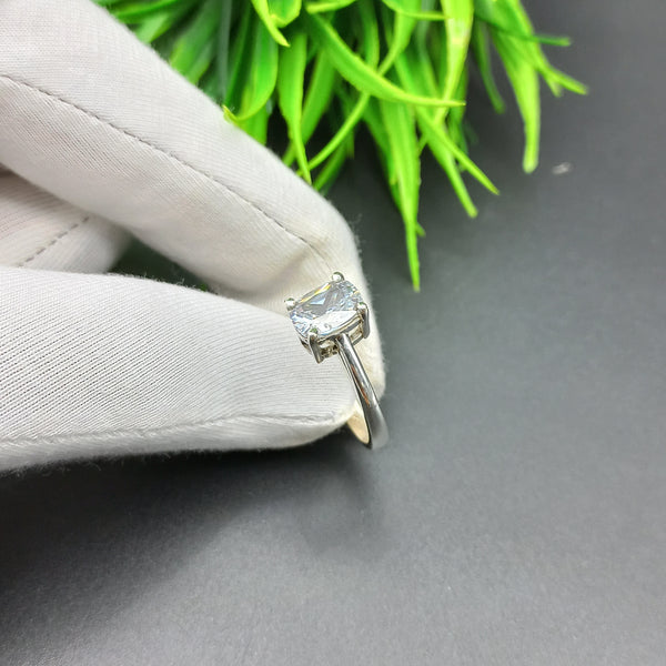 Natural American Diamond Solitaire Silver Ring, 925 Sterling Silver Ring, Engagement Ring, Dainty Ring, Diamond Jewelry, Wedding Jewelry