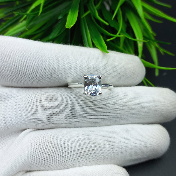 Natural American Diamond Solitaire Silver Ring, 925 Sterling Silver Ring, Engagement Ring, Dainty Ring, Diamond Jewelry, Wedding Jewelry