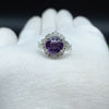 Natural Purple Amethyst Round Solitaire Silver Ring, 925 Sterling Silver Ring, Engagement - Wedding Ring, Dainty American Diamond Jewelry