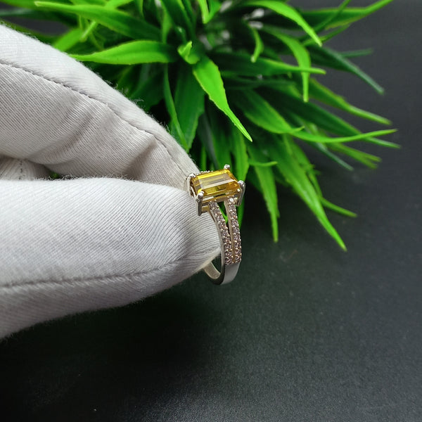 925 Sterling Silver Ring | Natural Citrine Solitaire Ring | Fancy Cut Gemstone Silver Ring | Citrine Jewelry | November Birthstone Jewelry |