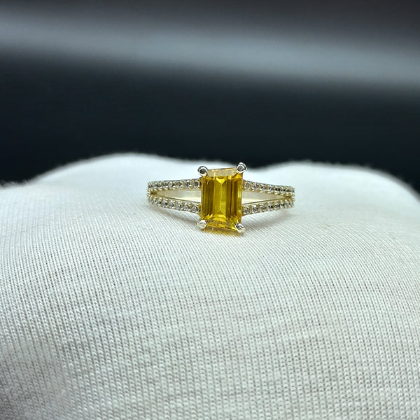 925 Sterling Silver Ring | Natural Citrine Solitaire Ring | Fancy Cut Gemstone Silver Ring | Citrine Jewelry | November Birthstone Jewelry |