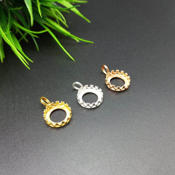 925 Sterling Silver Round Pendant, Bezel Cup Crown Round Pendant, Setting For Making Pendant 5x5 MM To 15x15 MM, DIY Jewelry Supplies