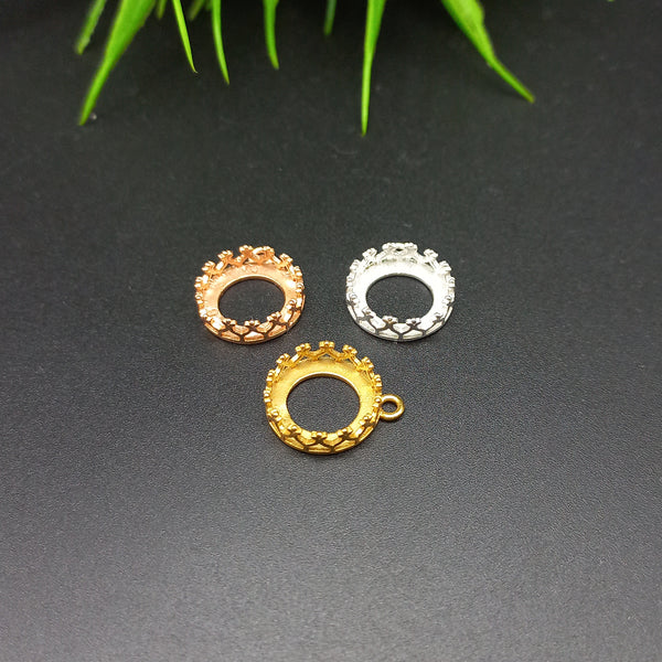 925 Sterling Silver Round Pendant, Bezel Cup Crown Round Pendant, Setting For Making Pendant 5x5 MM To 15x15 MM, DIY Jewelry Supplies