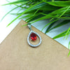 925 Sterling Silver Red Cubic Zirconia Pendant, 6X4 MM Eye Clean Red Cubic Zirconia Pendant For Gift, Awesome Birthday Gift For Her