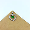 925 Sterling Silver Green Cubic Zirconia Pendant, 5MM Cubic Zirconia Heart Halo Pendant, CZ Pendant For Her, Cubic Zirconia Charm Pendant