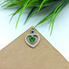 925 Sterling Silver Green Cubic Zirconia Pendant, 5MM Cubic Zirconia Heart Halo Pendant, CZ Pendant For Her, Cubic Zirconia Charm Pendant