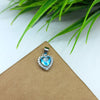 925 Sterling Silver Sky Blue Cubic Zirconia Pendant, 6MM Stunning Cubic Zirconia Heart Halo Pendant For Girls, Elegant Women’s Jewelry