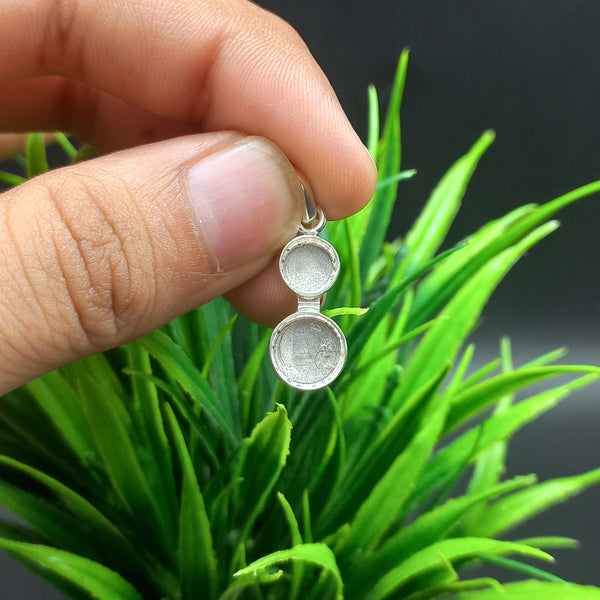 925 Sterling Silver Plain Bezel Cup Round Close Blank Pendant, Double Collet Setting For Making Pendant 4 To 12 MM, DIY Jewelry Supplies