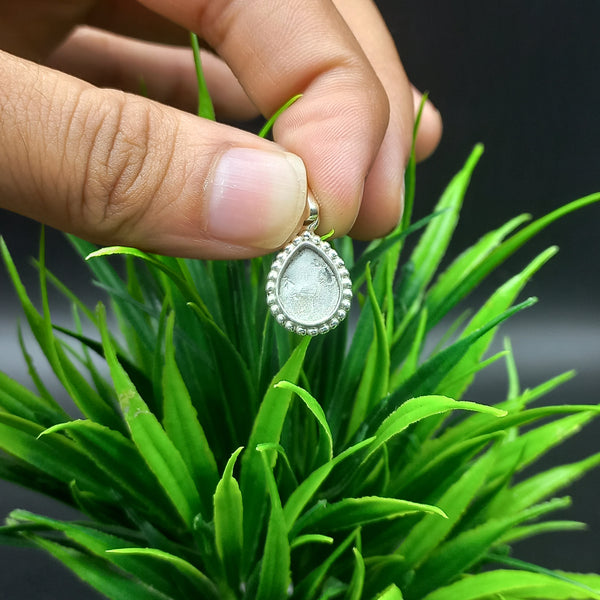 925 Sterling Silver Pendant, Beaded Bezel Cup Close Blank Collet Pear Pendant, Setting For Making Pendant 6x4 MM To 14x21 MM, DIY