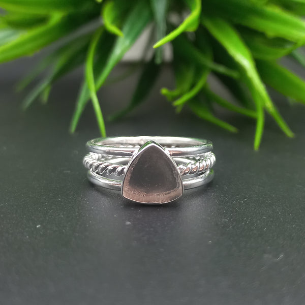 925 Sterling Silver Ring, &nbsp;Spiral Wire Plain Bezel Cup Trillion Close Blank Ring, Setting For Making Ring 5 To 50 MM, DIY Jewelry Supplies