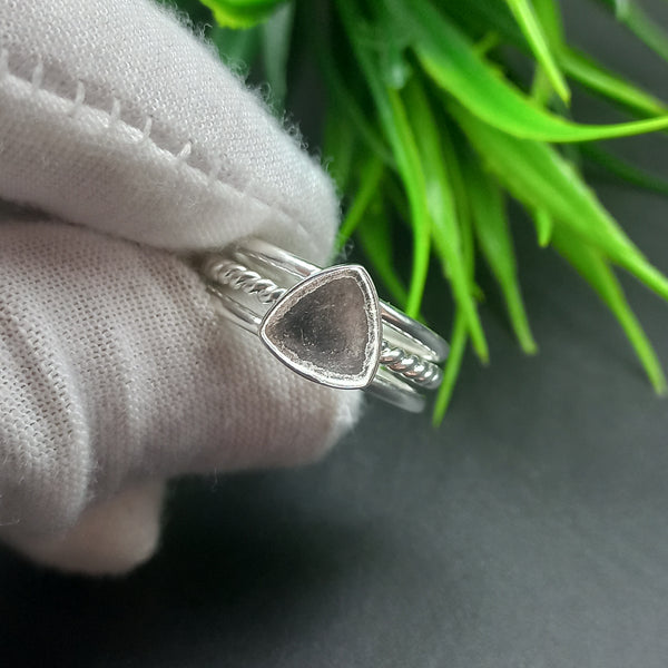 925 Sterling Silver Ring, &nbsp;Spiral Wire Plain Bezel Cup Trillion Close Blank Ring, Setting For Making Ring 5 To 50 MM, DIY Jewelry Supplies